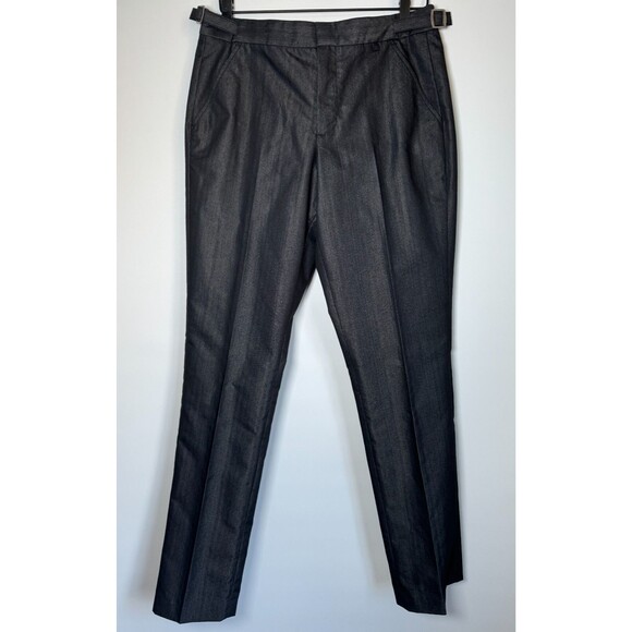 Dirty English Juicy Couture Men 32 Black Metallic Pinstripe Dress Pants Y2K Goth - Picture 1 of 16